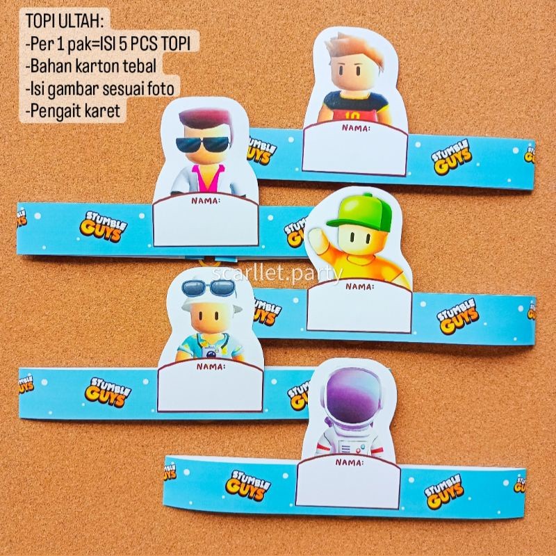 Fresh Finds Topi Ulang Tahun Stumble Guys Topi Ultah Anak Hbd Happy Birthday Dekorasi Balon Banner