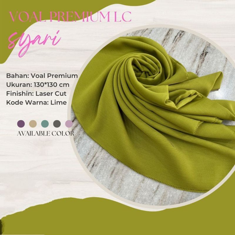 Pola Mewah Hijab Segi Empat Voal Syar'I Uk 130 Laser Cut / Jilbab Syari Polos Ukuran 130 / Hijab