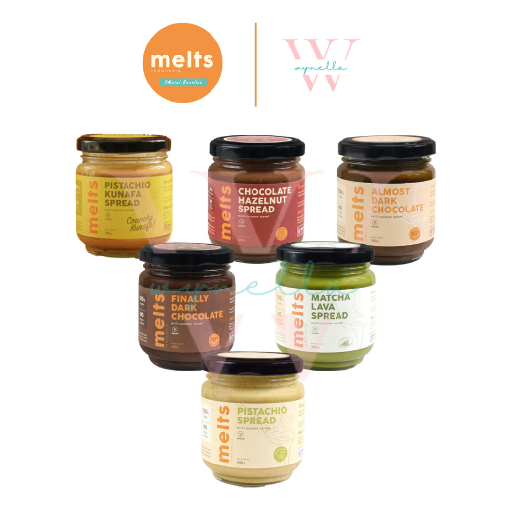

Melts Spread 200g - Pistachio Kunafa Almost Dark Chocolate Finally Dark Chocolate Chocolate Hazelnut