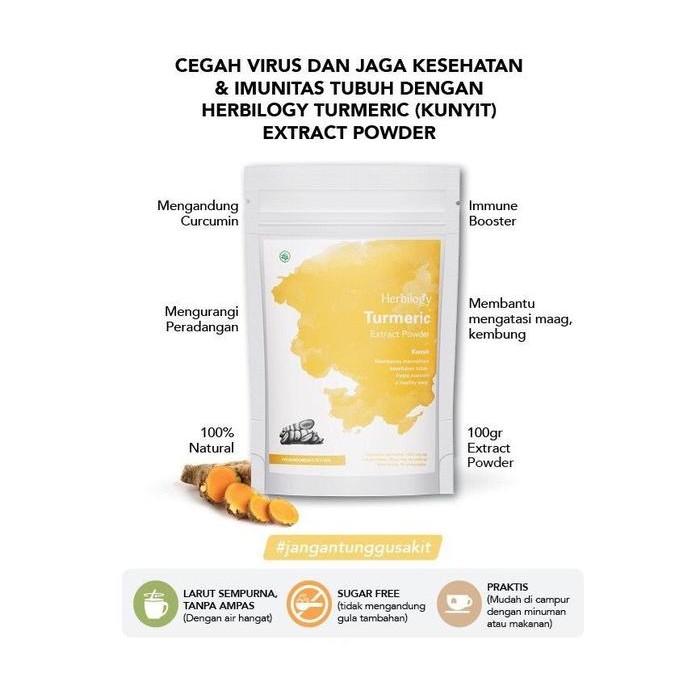 

Terlaris Herbilogy Turmeric (Kunyit) Extract Powder 100G