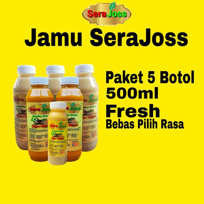 

Terlaris Paket 5 Botol Jamu Serajoss Beras Kencur , Kunyit Asem , Dll
