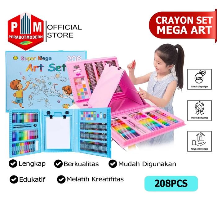 

Alat Lukis Set Super Mega Art 208 PCS Crayon Oil Paste Pensil Warna Pensil Warna Cair Anak Mewarnai