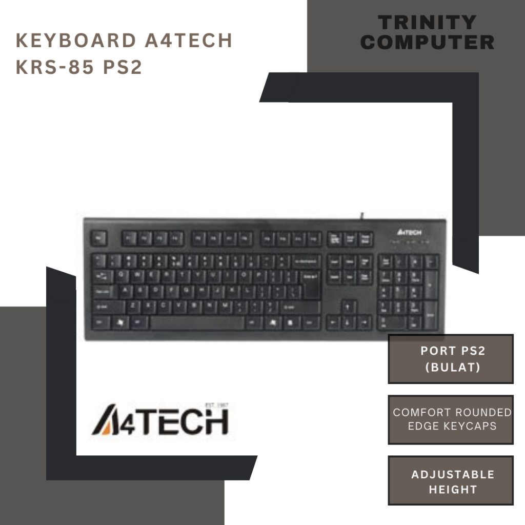 KEYBOARD A4TECH KRS - 85 NATURAL A ROUNDED EDGE PS2 (PORT BULAT) KABEL KOMPUTER LAPTOP PC SEKOLAH