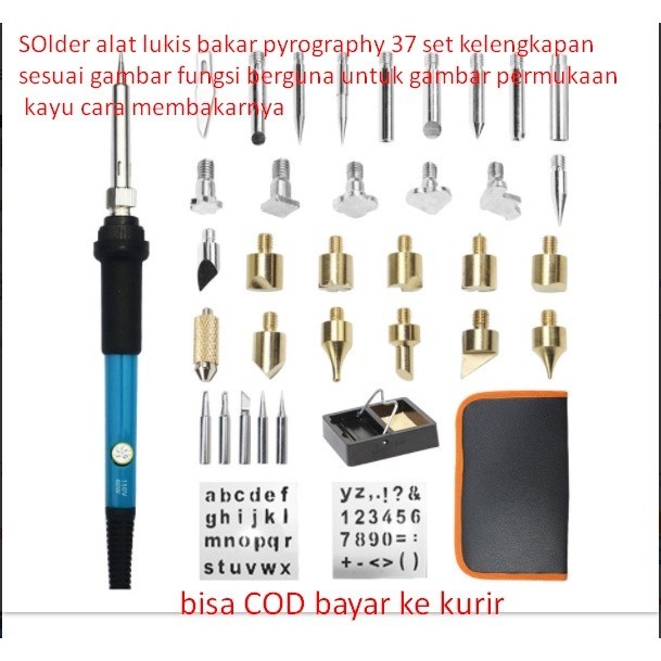 

SOlder alat lukis bakar pyrography 37 set kelengkapan sesuai gambar