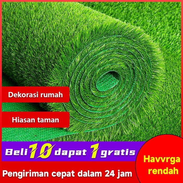 KARPET RUMPUT SINTETIS 1 ROLL 2X10 METER TIPE SWISS TEBAL 3 CM PREMIUM Hijau rumput sintetis Rumput