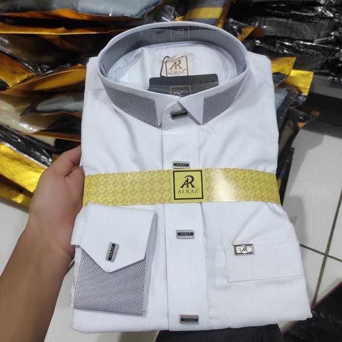 Jubah Alraz Alraz Putih Hitam Manset Premium