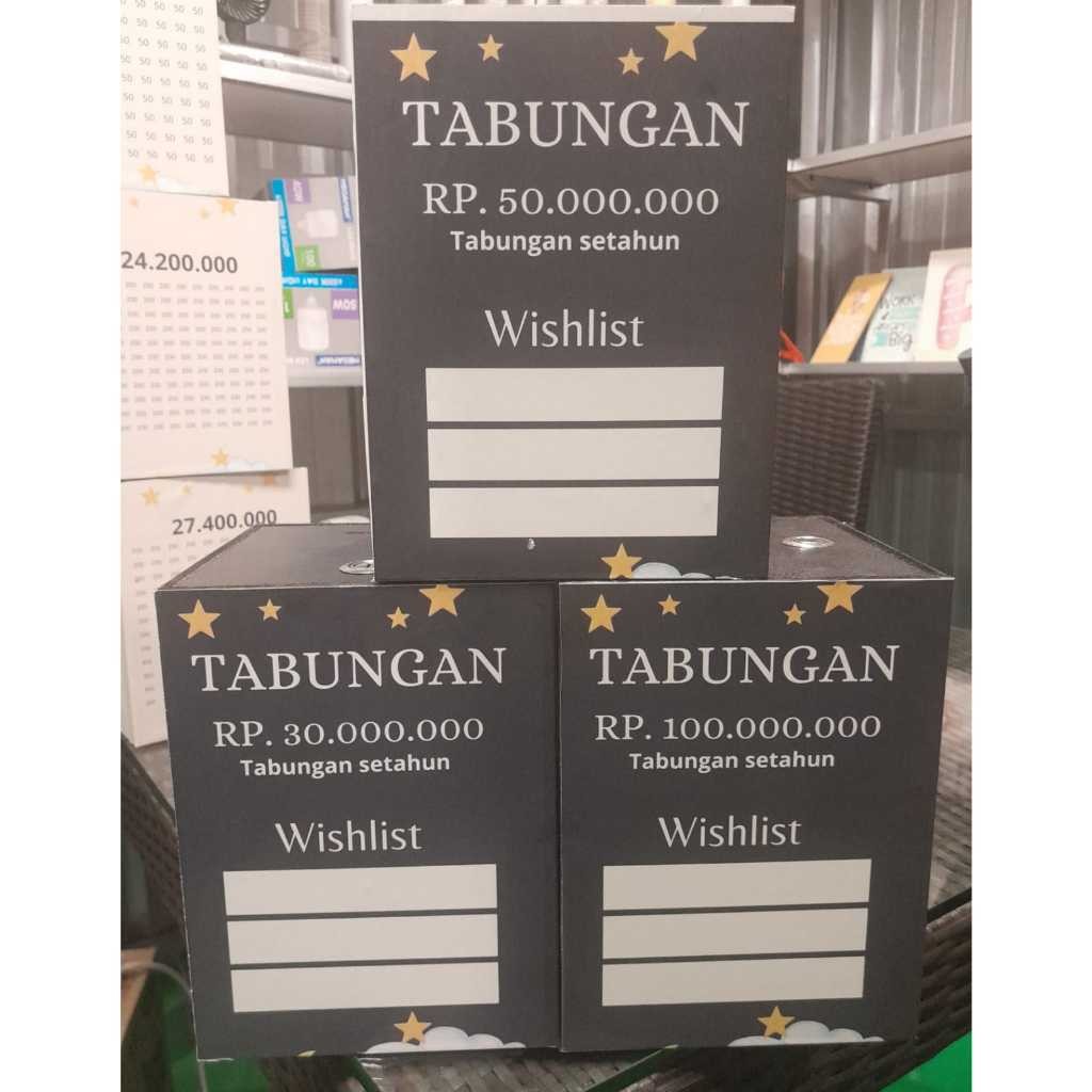 Flowpartt Celengan Viral Kotak Target Jumbo Besar + Kunci Celengan Target 30Juta 50Juta 100Juta