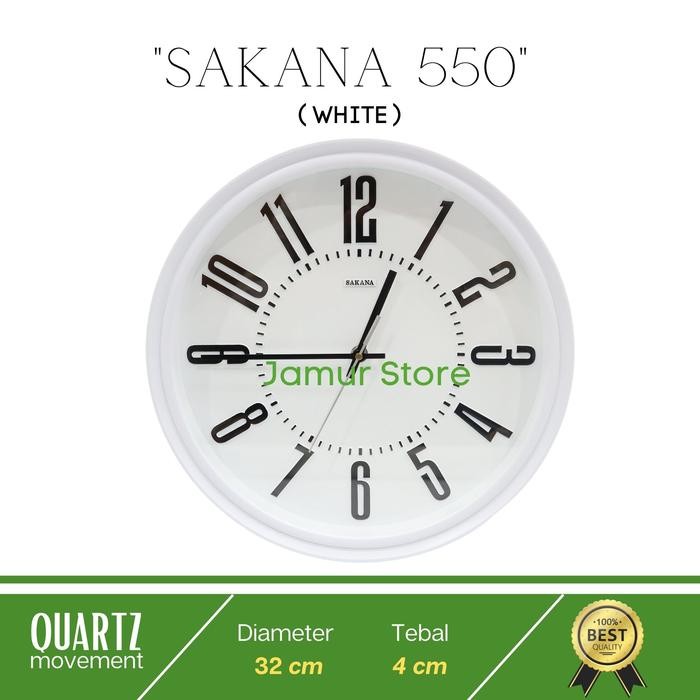 JTTOP" WALL CLOCK SAKANA 550 PUTIH/JAM DINDING SAKANA 550 ORIGINAL SAKANA