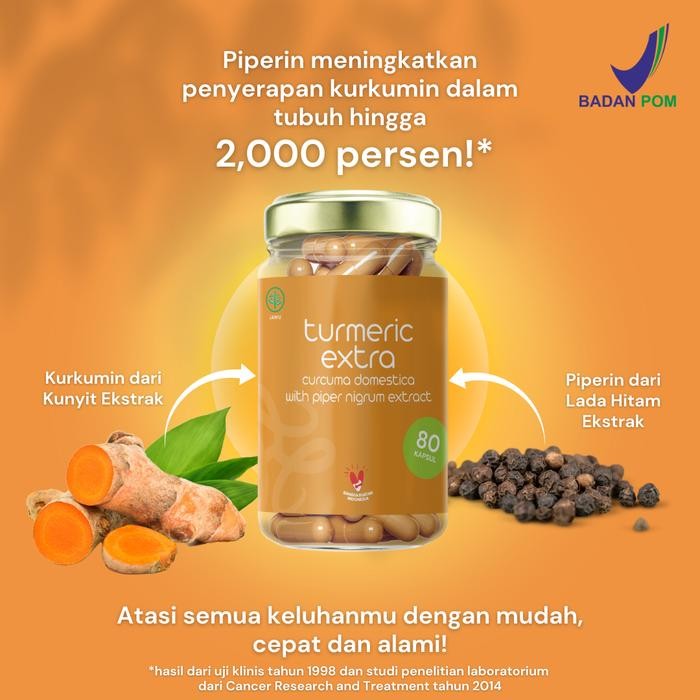 

Terlaris Curcuma Longa & Piper Negrum Extract Kapsul - 2000% Increased Bio-Availability - Kunyit
