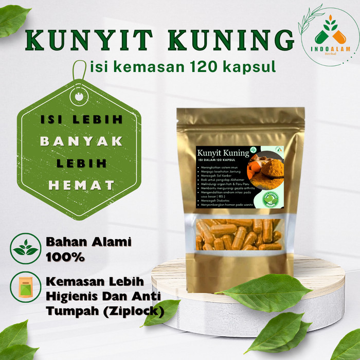 

Terlaris Kunyit Kuning 120 Kapsul Obat Herbal Alami 100% Asam Lambung Gerd