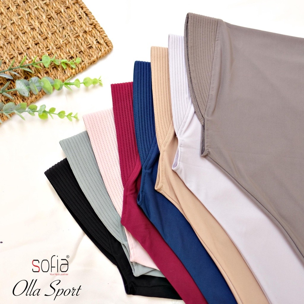 Bergo Olahraga Olla Sport Pakai Pet Merk Sofia ASRA Hijab Bahan Korean Jersey Premium