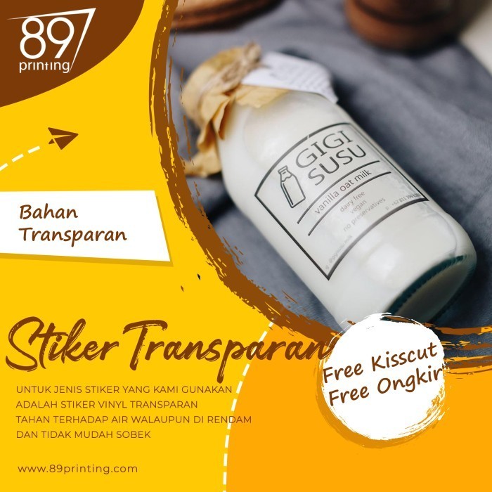 

Cetak Stiker Dan Cuting Vinyl Transparan Untuk Label Makanan Minuman