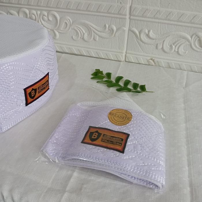 Product Laris Peci Songkok Kopiah Haji Ikaf Madinah Bulat Full Ac Jaring Putih Premium Tinggi 9Cm