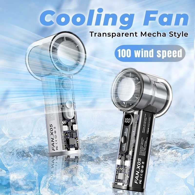 Fan X05 Mecha 100-Speed Fan Usb 20000Rpm Violent Turbine Fan Handheld Refrigeration Ice Compress Fan