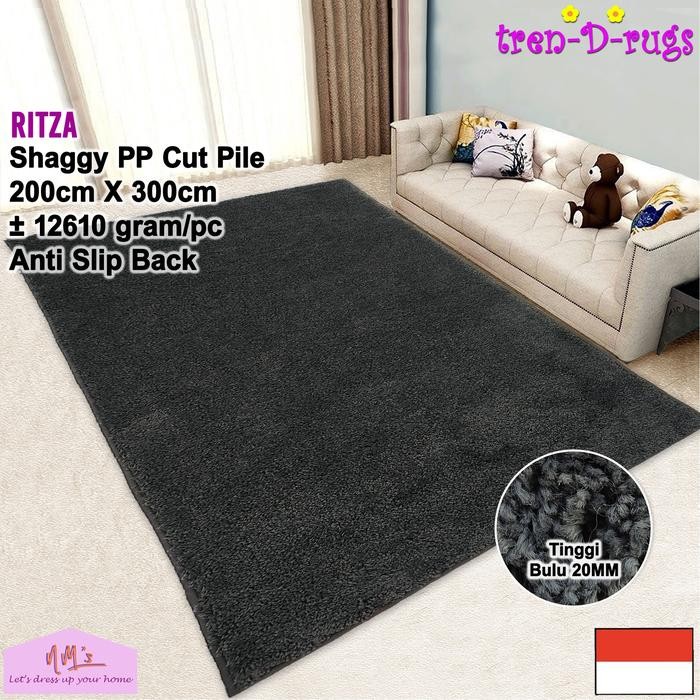 Tren-D-Rugs Karpet Shaggy Polos Jumbo Besar Ruang Tamu Tebal 200X300