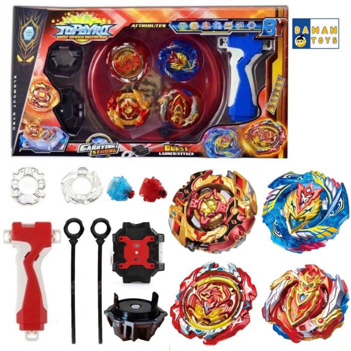 ASLI Gasing Beyblade Burst 4 in 1 Set Gangsing Arena Beblet Bayblade