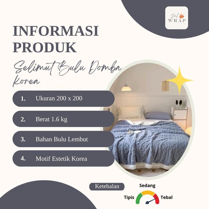 [Selimut Domba Korea] - Selimut Bulu Domba motif korea 180 x 200