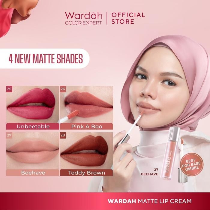 Wardah Matte Lip Cream - Warna Intense dan Tahan Lama - Matte Finish Gloss Lipstick