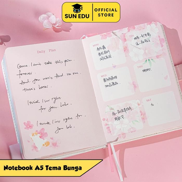 

Gilang_Store Notebook A5 A6 Pink Flower Sakura Planner Agenda/ Buku Catatan Unik Jurnal Diary Motif
