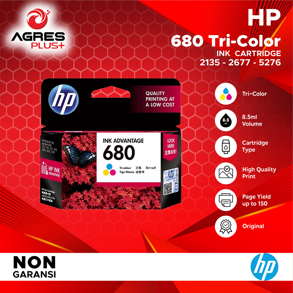 HP 680 Tri Color Tinta Printer Warna Ink 2135 2677 5276 AGP