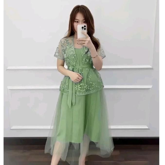 JTTOP" BAJU PESTA GAUN KASUAL DRESS PESTA SIZE M-XL HIJAU SAGE