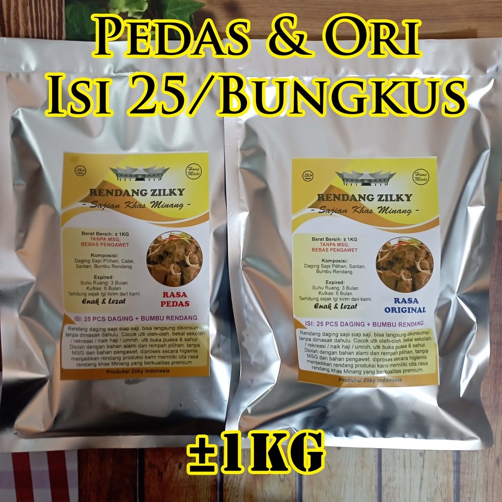 

Konter Makanan Rendang Zilky Isi 25 Pcs Potong Daging Sapi Khas Asli Padang Minang Randang 1000Gr
