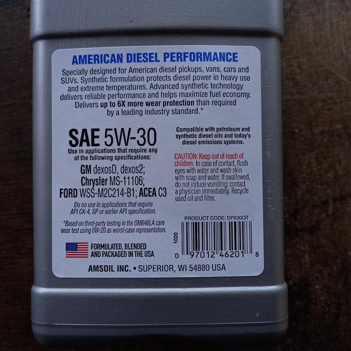 AMSOIL 5W30 DIESEL OIL ORIGINAL EQUIPMENT DEXOS DIESEL