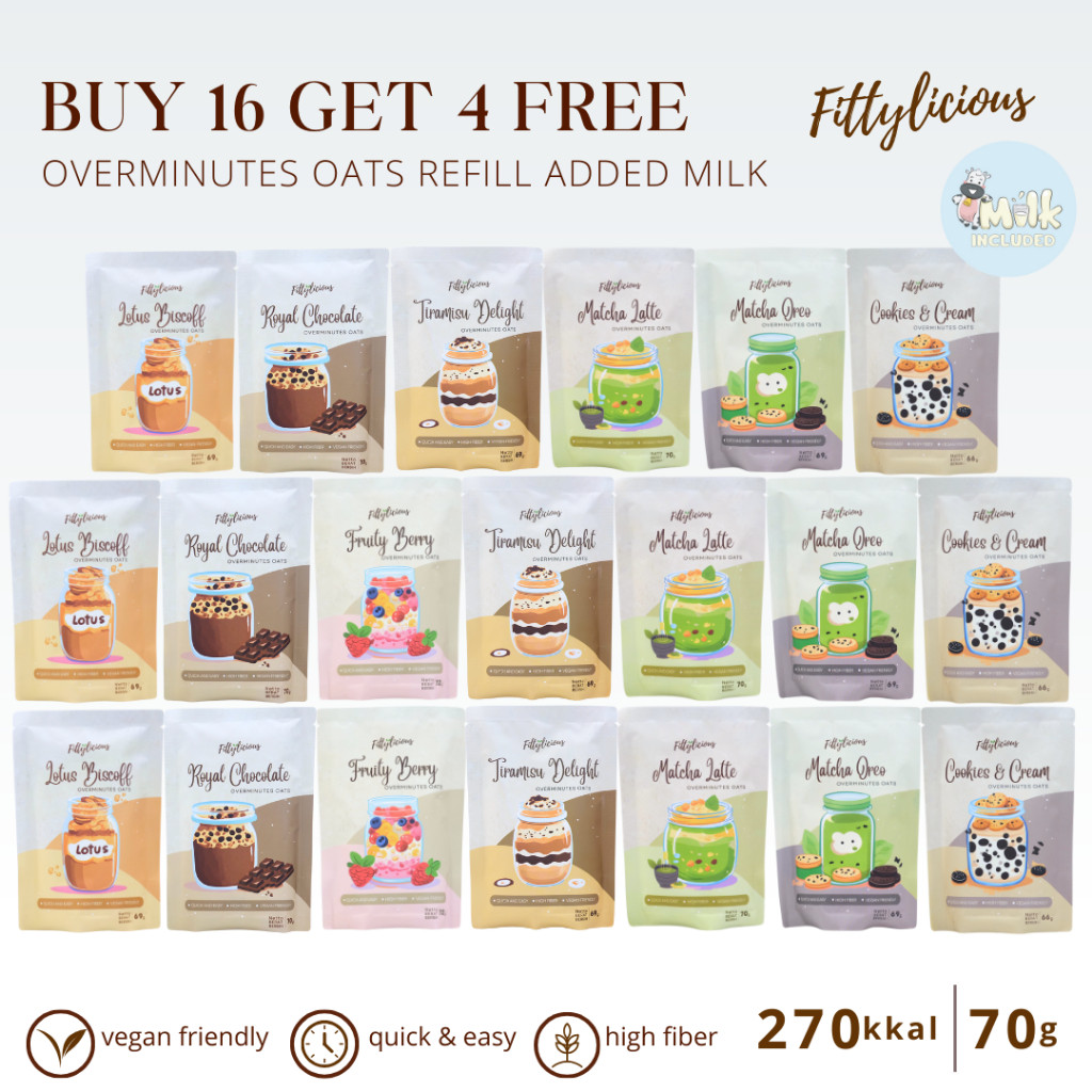 

Sensasi Lezat Fittylicious Diy Overminutes Oats / Oatmeal / Sereal Oat Buy 16 Get 4 Free Refill /