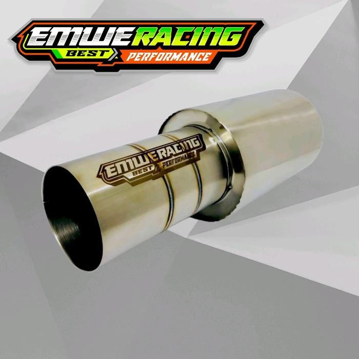 Knalpot Mobil Emwe Racing Plong Titan P Full Stenlis Ngebas Adem Bulet Empuk Gahar Bass Inlet 2Inc