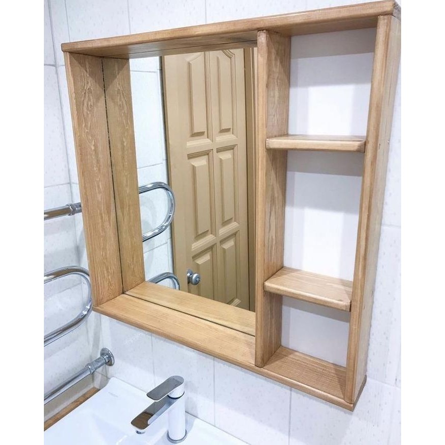 Rak Cermin Kamar Mandi Kaca Cabinet Kayu Jati Solid