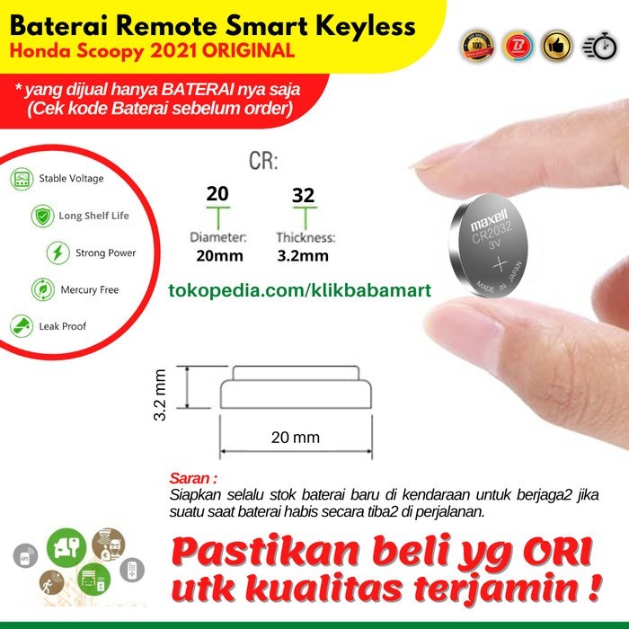 Gass. Baterai Remot Honda Scoopy 2021 Smart Keyless Remote - Maxwell Japan