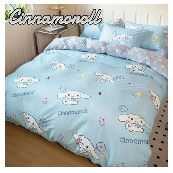 Sprei(TanpaBC)UK90x200 - 200x200 Katun Lokal Esra Motif Cinamoroll biru