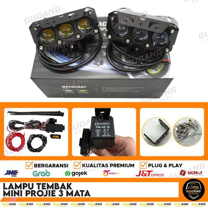 Lampu Tembak Mini Projie 3 Lens