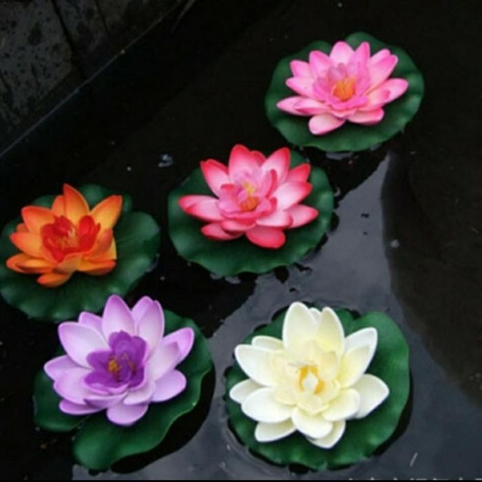 bunga teratai plastik bunga hiasan kolam ikan air bunga lotus plastik *
