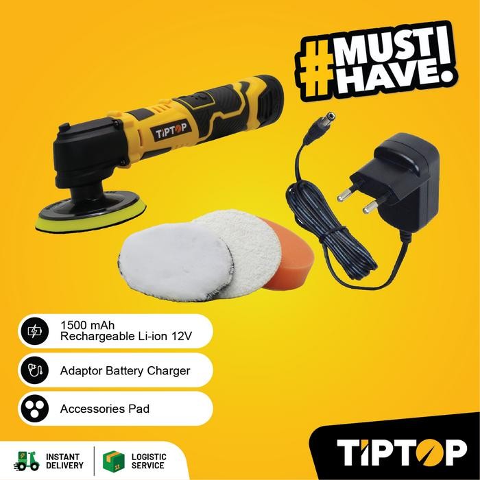 TIP TOP 4 inch Cordless Polisher / Mesin Pemoles 12V (BPR-120)