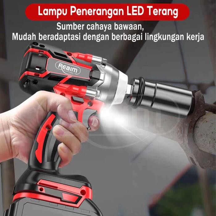 Reaim Cordless Impact Wrench Brushless Impact baterai Mesin Bor Untuk Baut Mobil Impact Baterai