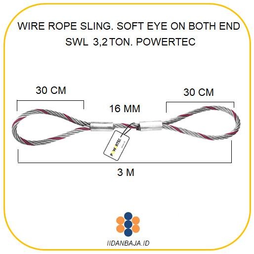 Yok Di Co. Wire Rope Sling Soft Eye On Both End 16 Mm X 3 M. Swl 3,2 T Powertec