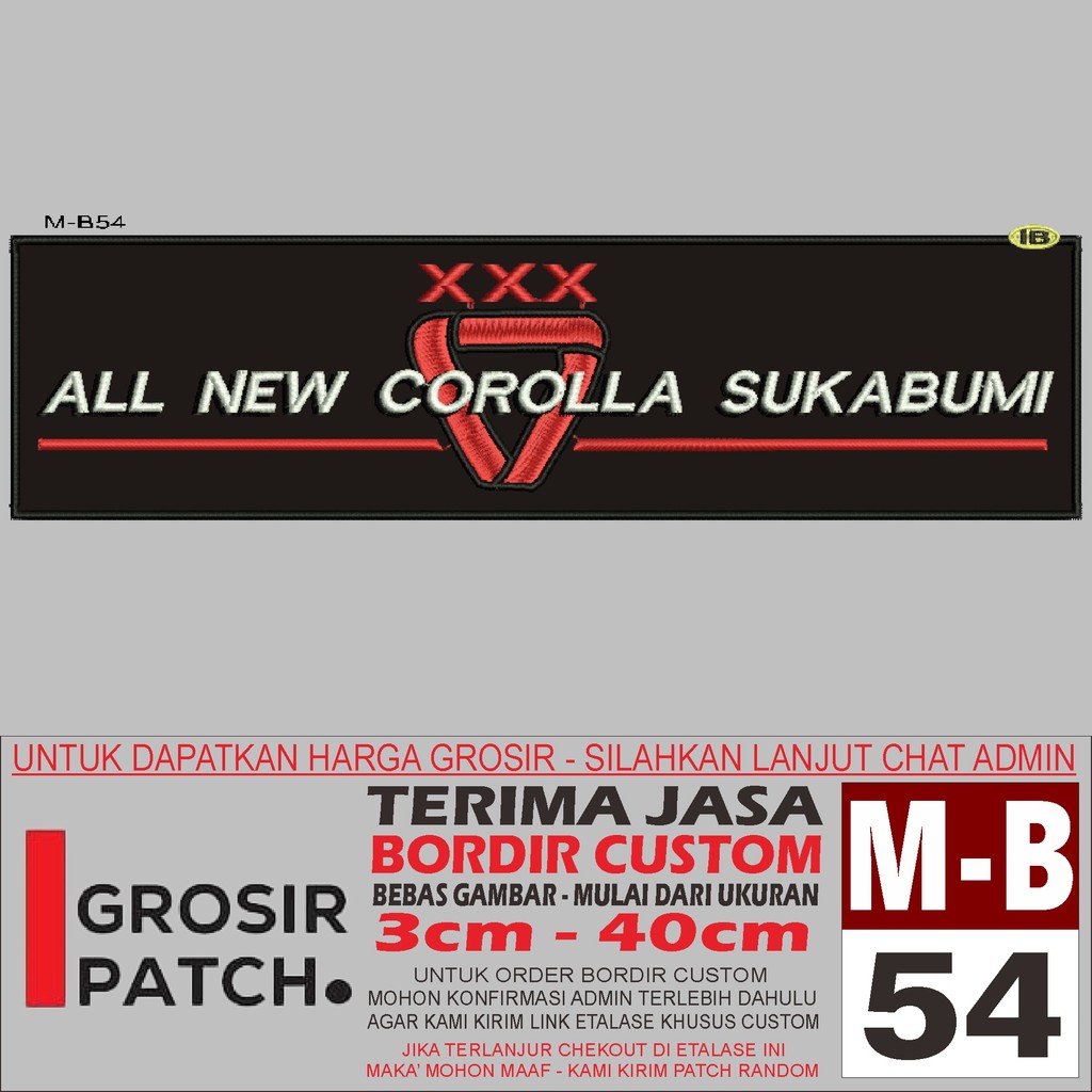 MB PATCH BORDIR M-B54 LOGO ALL NEW COROLLA SUKABUMI AKSESORIS/EMBROIDERY