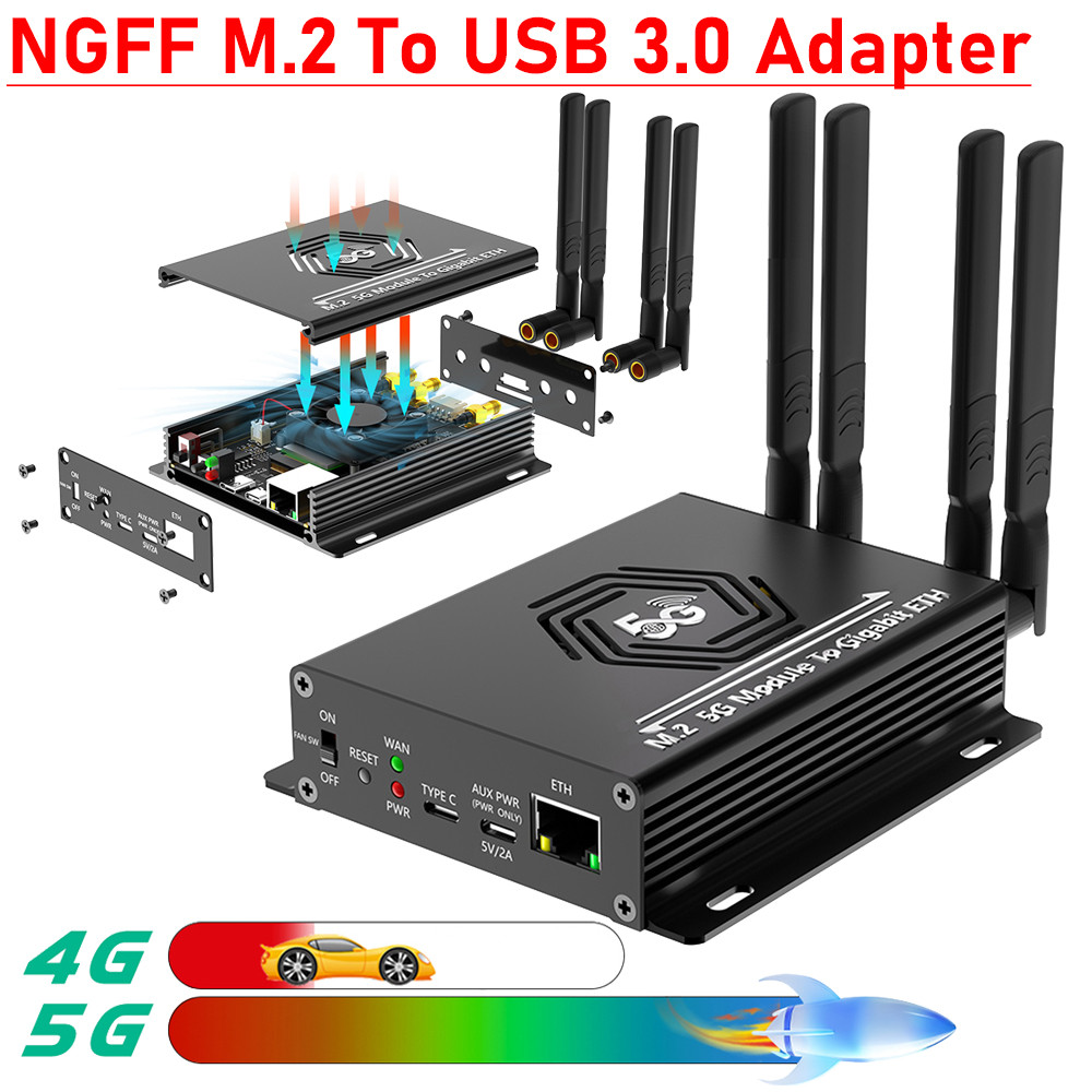 NGFF M.2 To USB 3.0 Adapter 4 Antenna Wireless Card Riser Wireless Card Converter for SIM/Micro SIM/