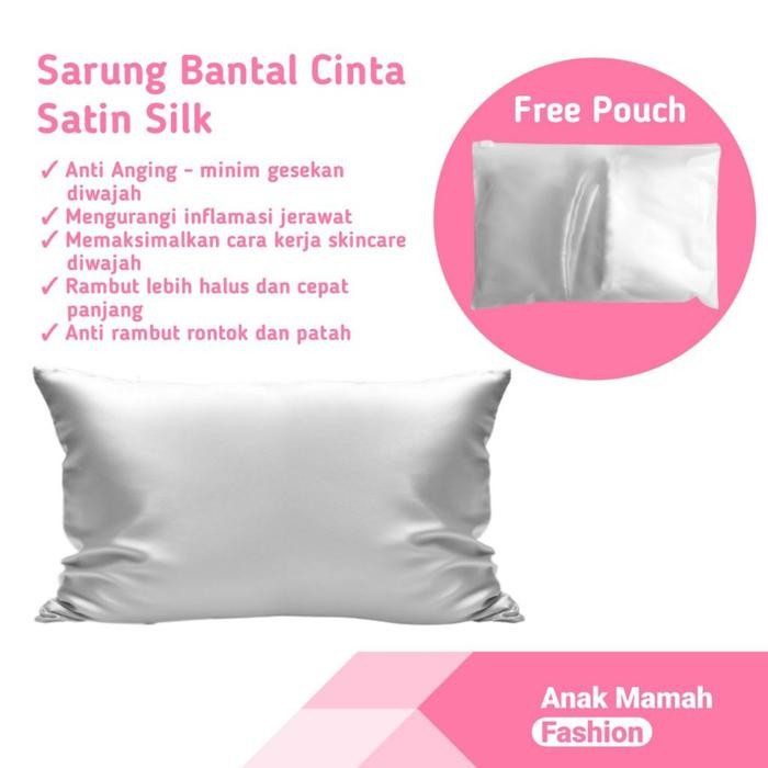 SARUNG BANTAL CINTA SATIN SILK TEBAL MOTIF POLOS PILLOW CASE MAXMARA PREMIUM