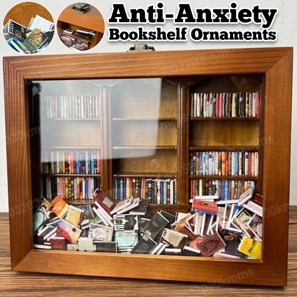 Miniature Wooden Bookshelf Fidget Toys Anxiety Relief Shaking Bookshelf Sensory Toys Away Your Anxie