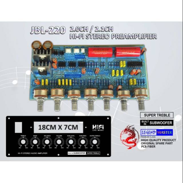 HIFI STEREO PREAMPLIFIER SUPER TREBLE SUBWOOFER 220V 2.0CH 2.1CH JBL-220