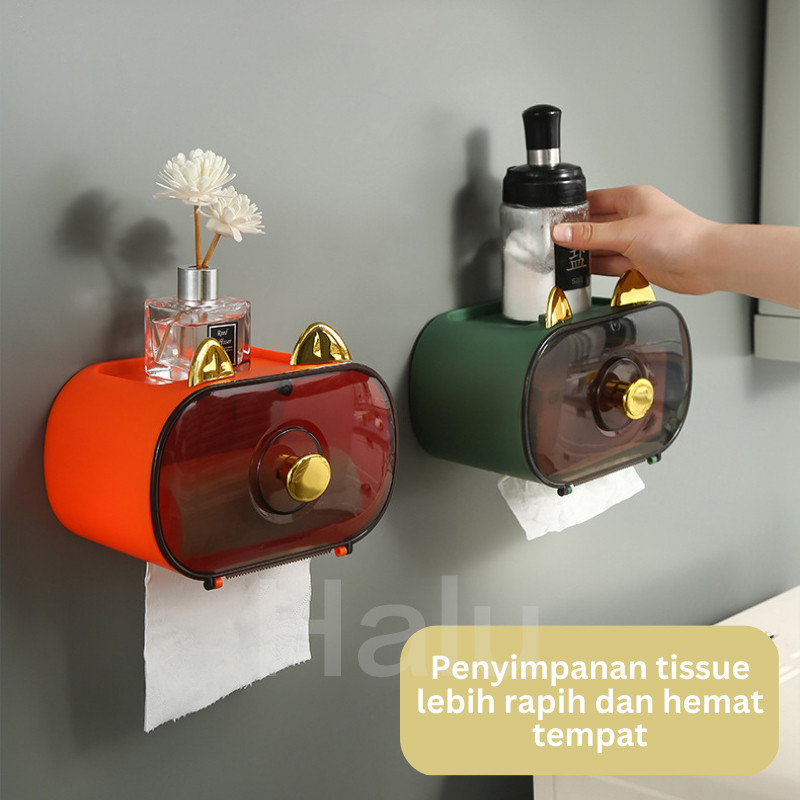 KOTAK TISSUE LACI PLASTIK TEMPAT TISSUE STORAGE HP HOLDER RAK TISU GANTUNG TEMPEL DINDING BOX