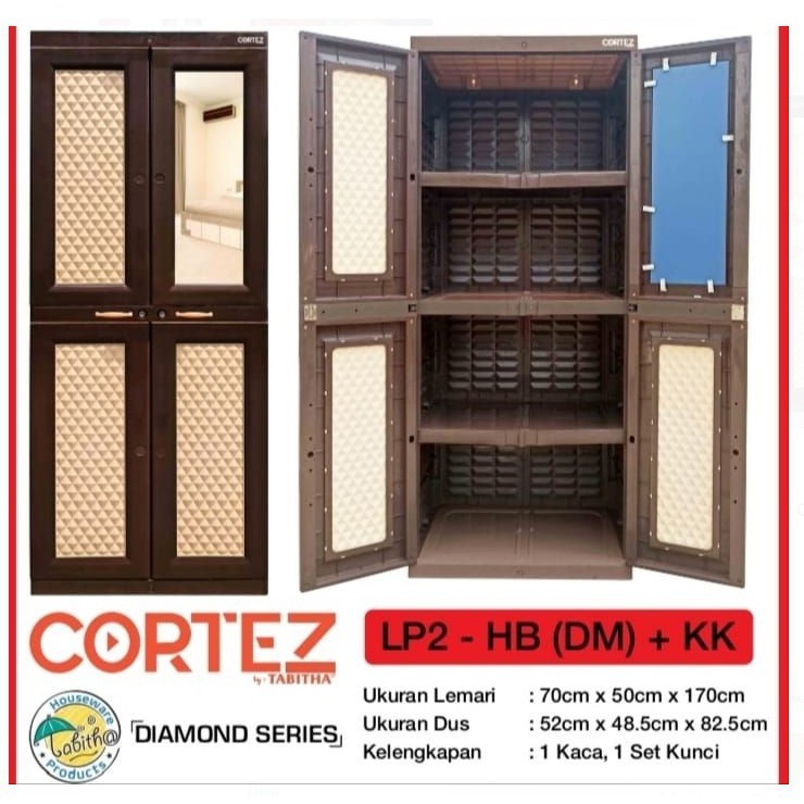 JUMBO LEMARI PAKAIAN PLASTIK GANTUNGAN RAK CORTEZ LEMARI GANTUNG KACA CERMIN MIRROR JUMBO