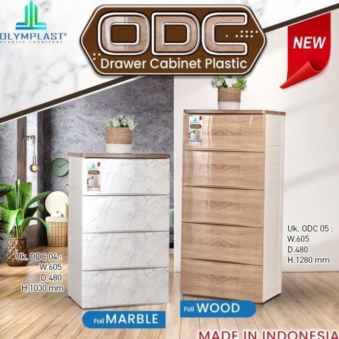 OLYMPLAST LEMARI PLASTIK DRAWER ODC LACI 4 & 5 SUSUN ODC MARBLE WOOD