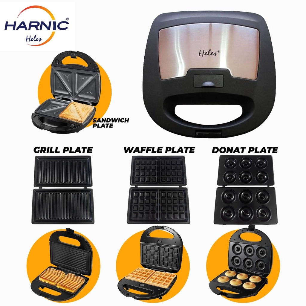 Sandwich Maker Waffle Croffle Donat Harnic Heles Panggangan Roti HSM 029 4P