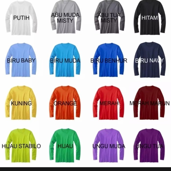 (Allthebest) Kaos Polos Pria/Wanita 24's Lengan Panjang - PUTIH