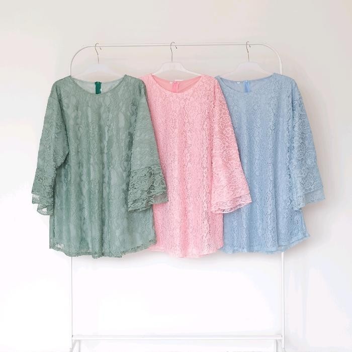 (Allthebest) baju atasan brokat jumbo wanita Ld130cm&Ld140cm