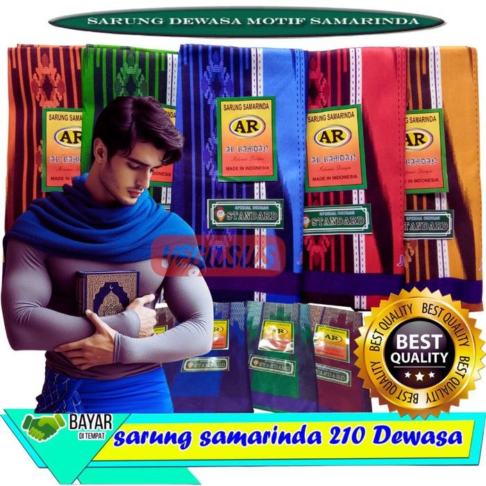 Product Laris Sarung Samarinda Pria Dewasa Box-Kain Sarung Santri Motif 210 Katun Sutera Samarinda