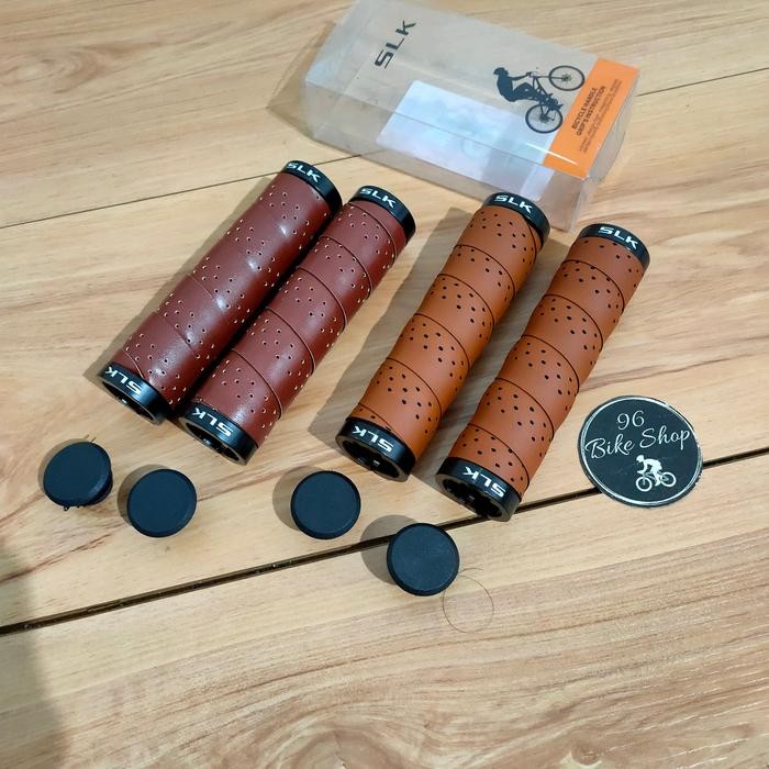 Handle Grip Slk Kulit Lock Handgrip Sepeda - Coklat #Gratisongkir